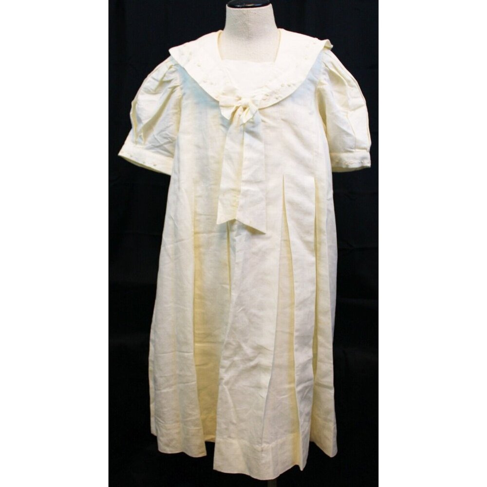 Strasburg Girl's Yellow Double Layered Dress sz 7 8 Floral Embroidery Classic